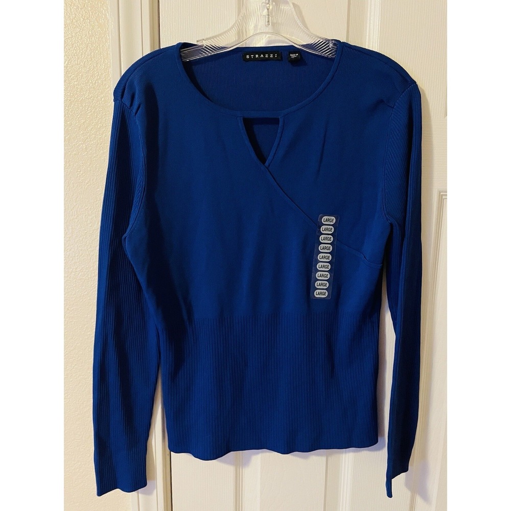 Strazzi Keyhole Cut Out Knit Career Sweater Wrap Style Womens Size Large New